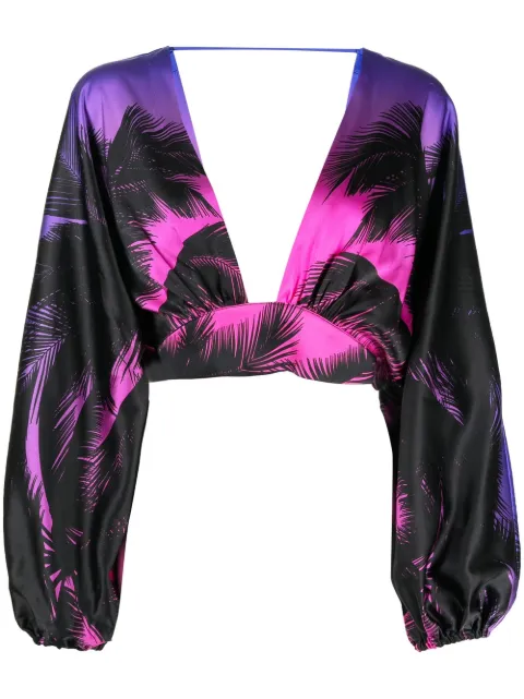 Retrofete Clarisa palm tree-print top