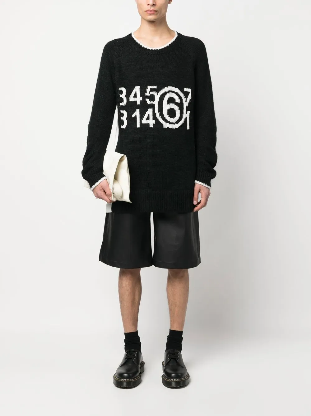 MM6 Maison Margiela Intarsia trui - Zwart