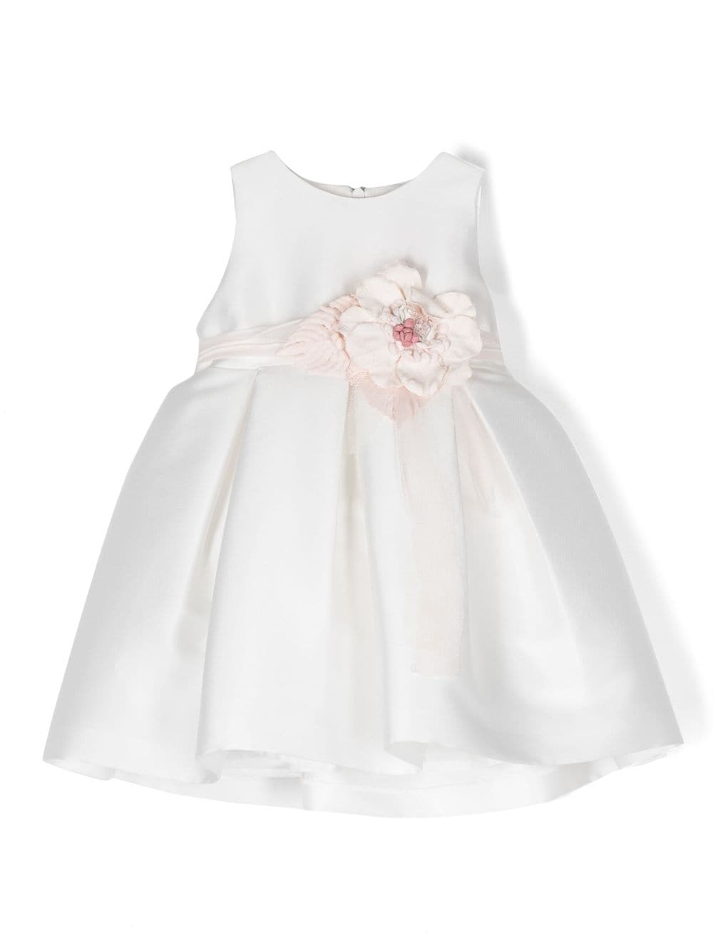 Mimilù Babies' Floral-appliqué Full-skirt Dress In White