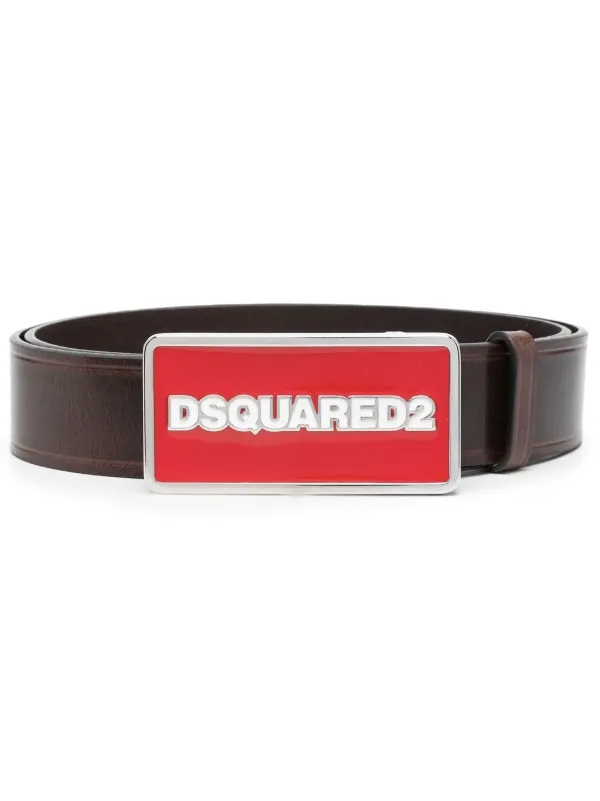 logo-buckle leather belt