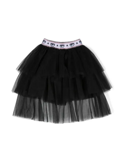 Chiara Ferragni Kids jupe en tulle à taille logo