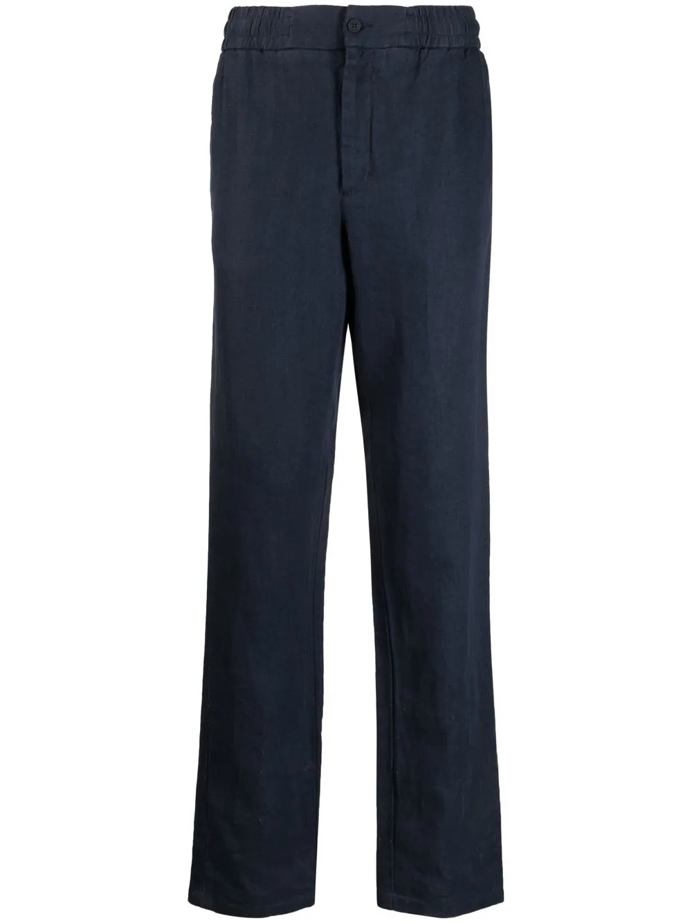 linen straight-leg trousers