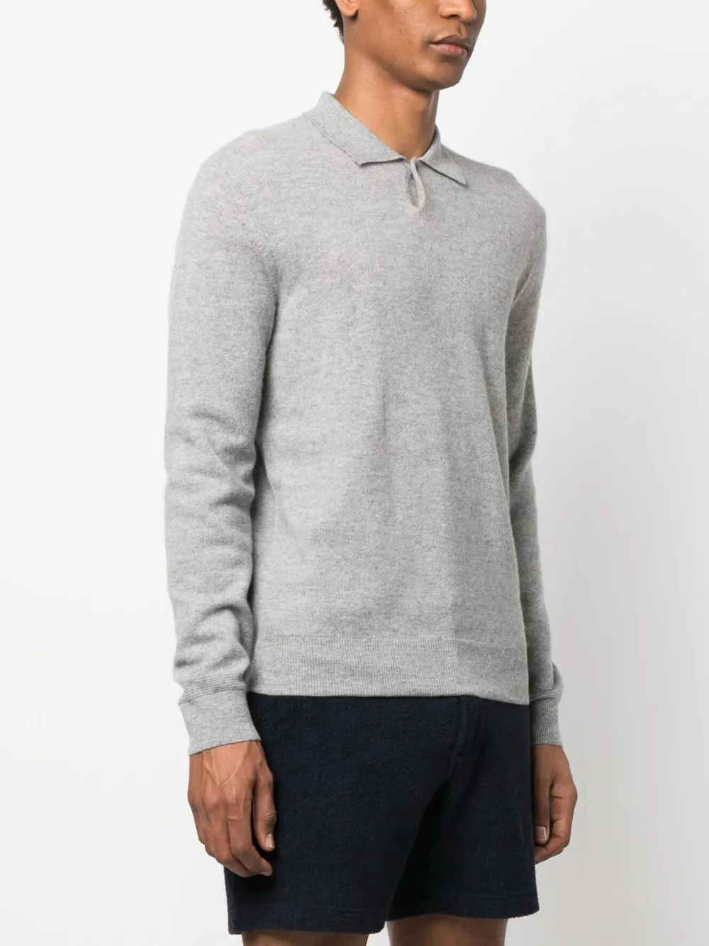 Orlebar Brown Short-sleeved Cashmere Polo Shirt In Grey