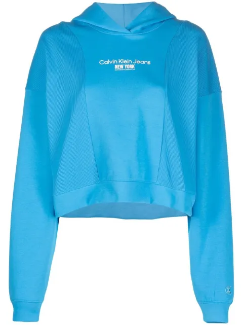 Calvin Klein Jeans logo-print cropped hoodie