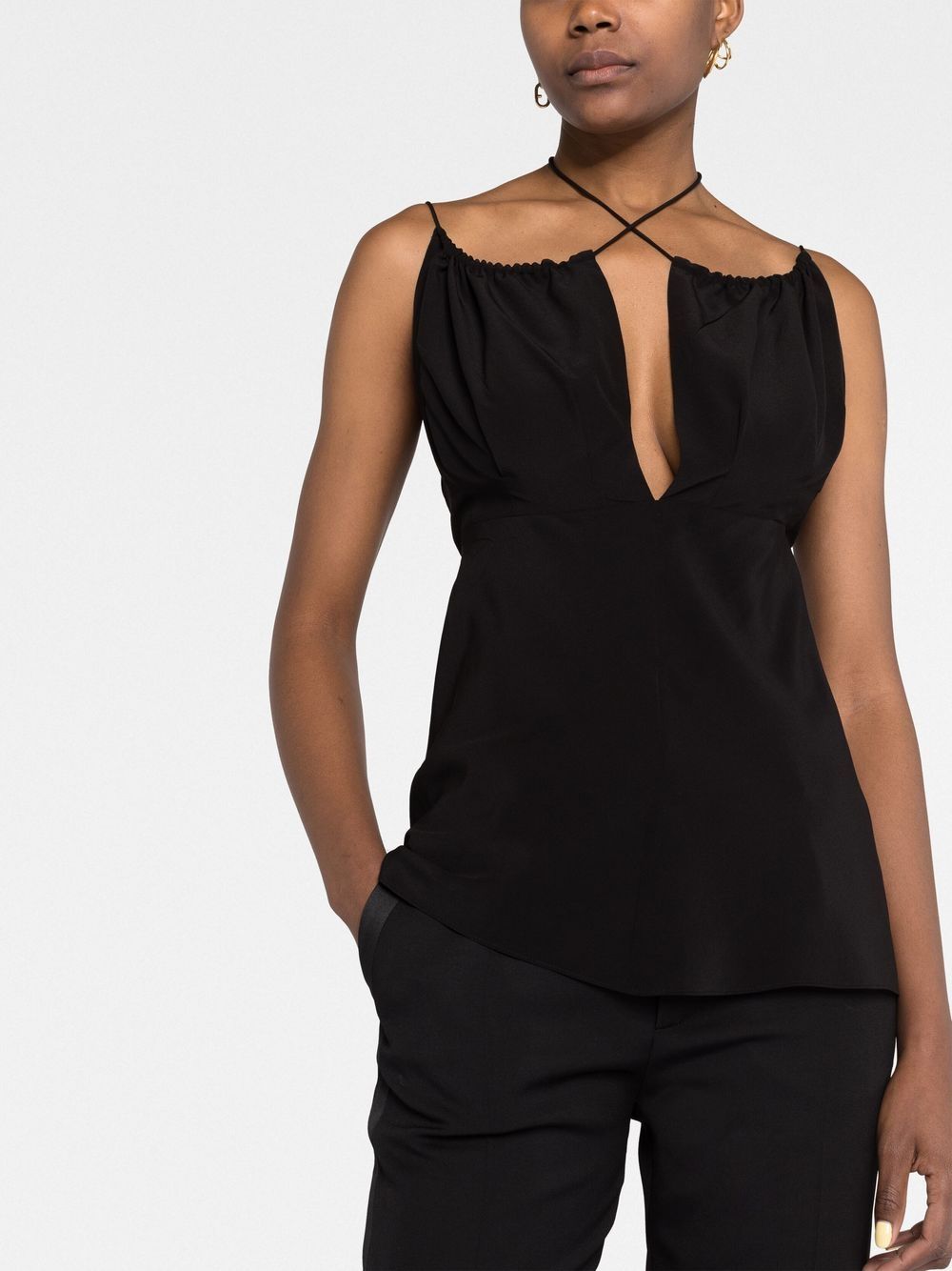 Shop Totême Tie-fastening Sleeveless Top In Black
