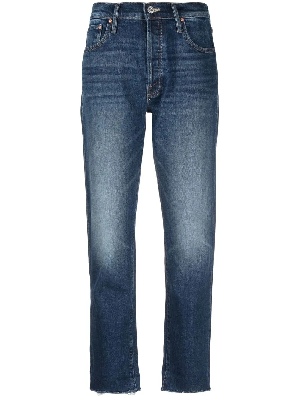 Mother The Ditcher Cropped Straight Jeans In Blau