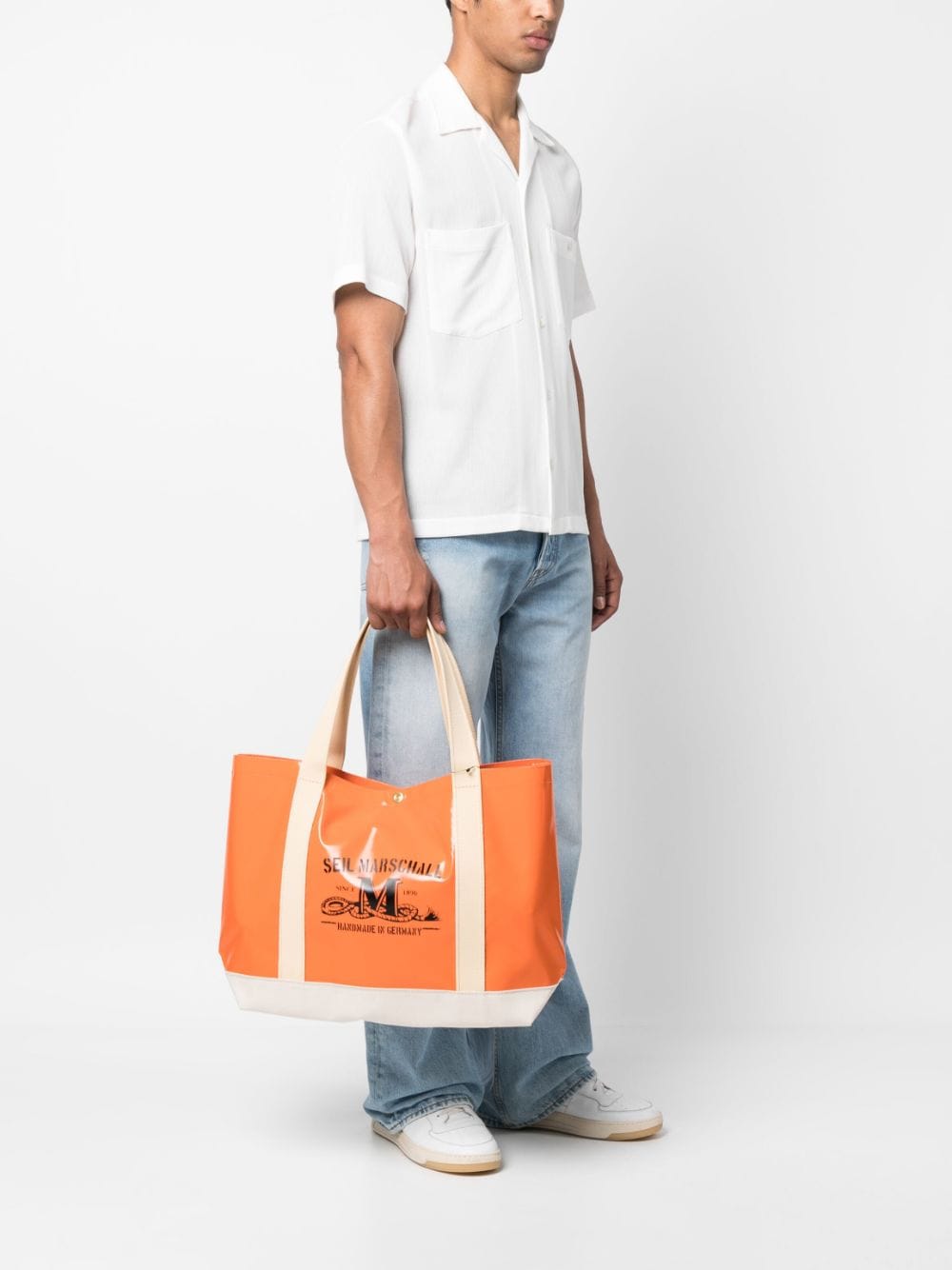 Shop Junya Watanabe Graphic-print Tote Bag In Orange