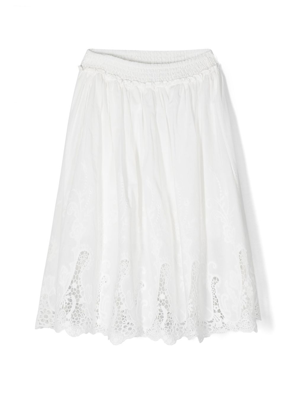 

Ermanno Scervino Junior lace-appliqué full skirt - White