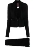 John Galliano Pre-Owned 1990s gathered detailing lace panelling skirt suit - Black