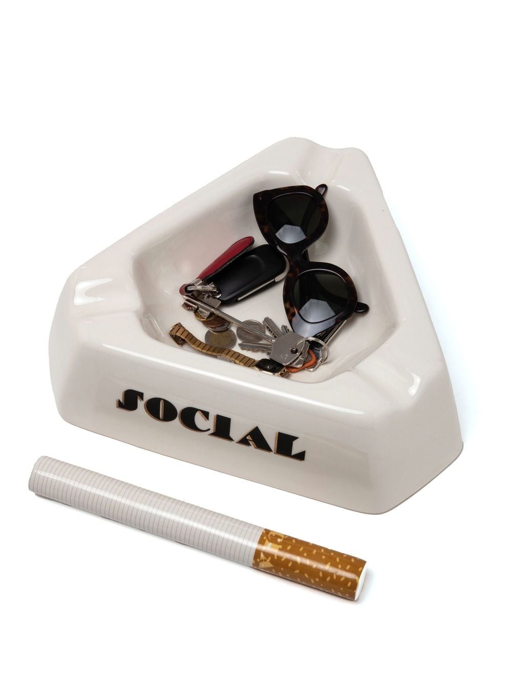 Image 2 of Seletti slogan-print porcelain ashtray
