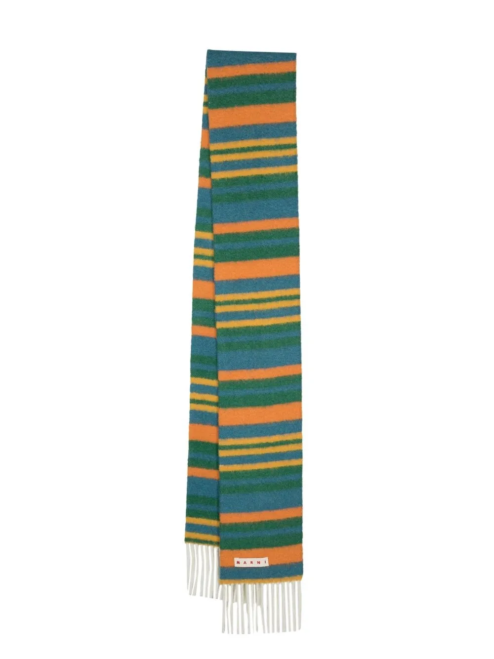 Shop Marni Striped Knitted Scarf In Green