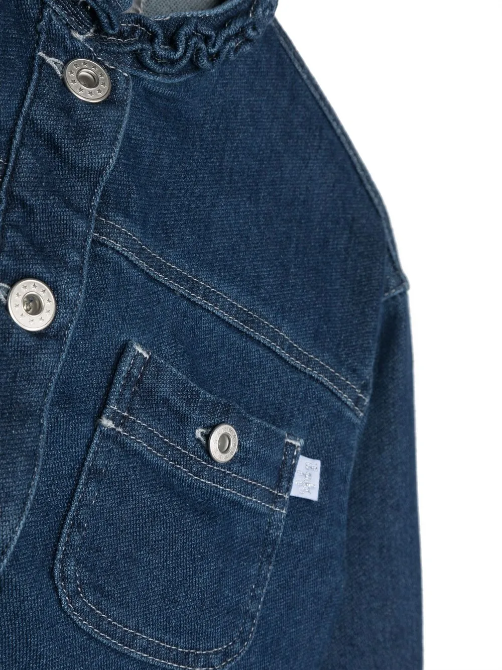 Il Gufo Ruffle Collar Denim Jacket In Blue