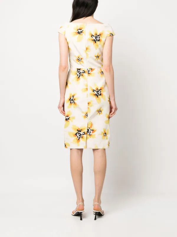 【ふるさと割】 Christian Dress Silk Neck Boat Floral 2010s Pre-Owned Dior ワンピース