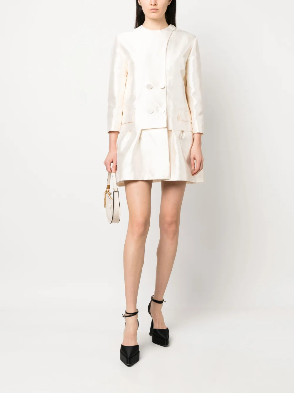 Christian Dior Pre-Owned 2010s kraagloze zijden jas met dubbele rij knopen - Beige