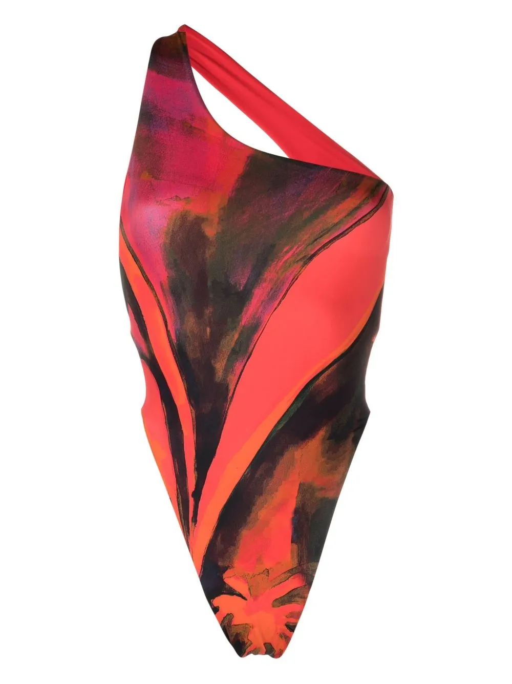LOUISA BALLOU PLUNGE QUEEN'S GAMBIT-PRINT SWIMSUIT