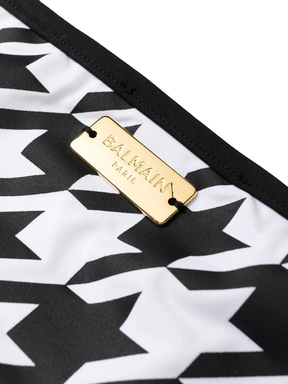 Balmain Houndstooth Print Triangle Bikini In Weiss