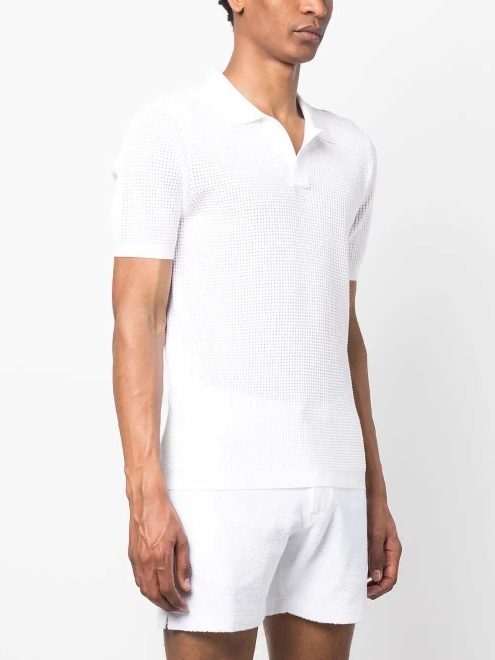 Shop Orlebar Brown Roddy Perforated Polo Shirt In White