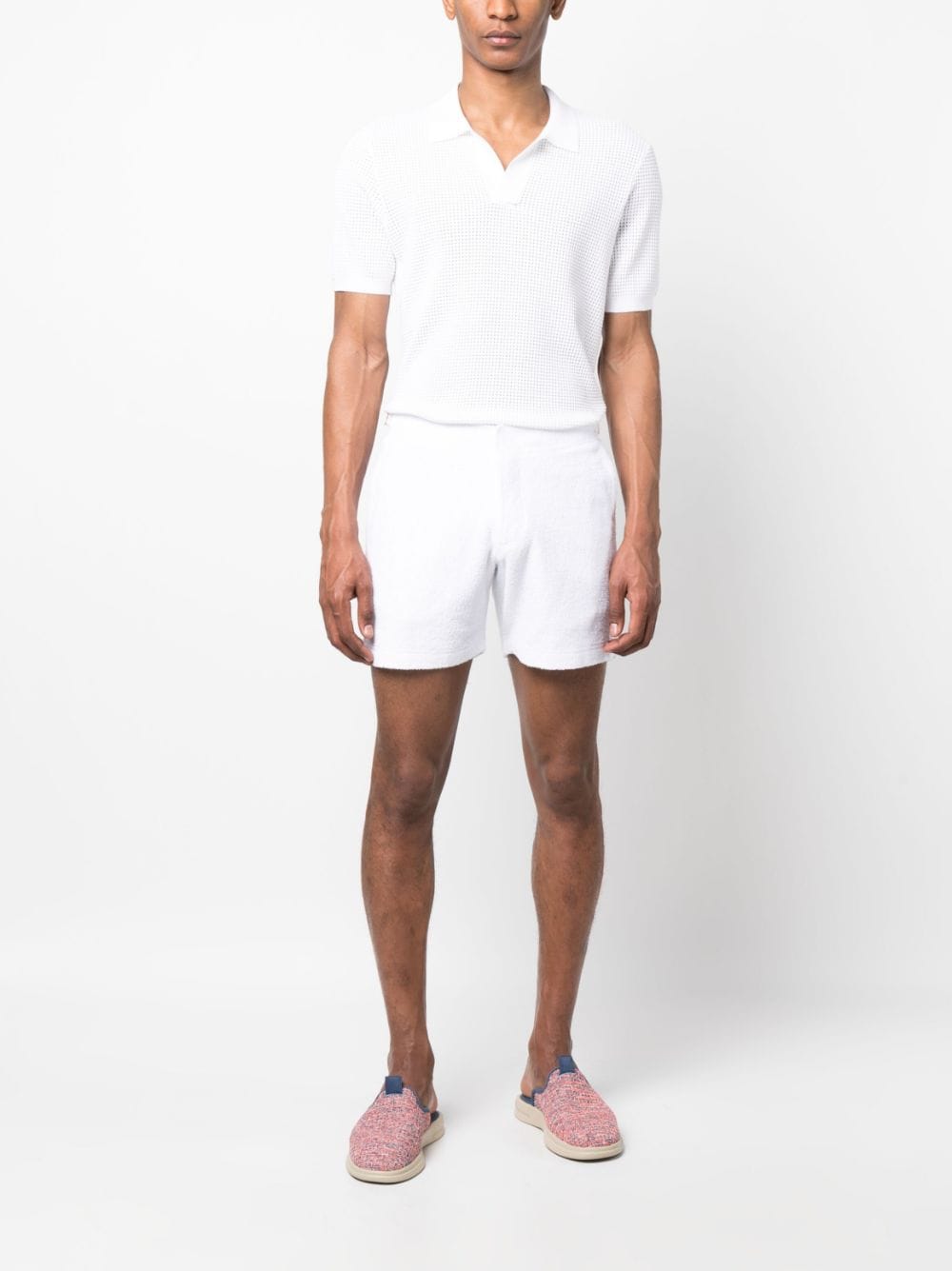 Shop Orlebar Brown Roddy Perforated Polo Shirt In White