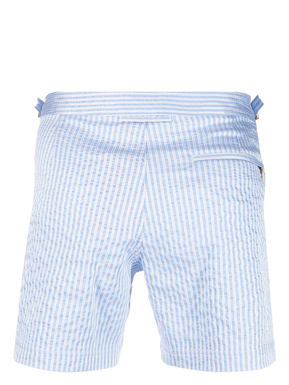 Shop Orlebar Brown Vertical-stripes Classic Swim Shorts In Blue