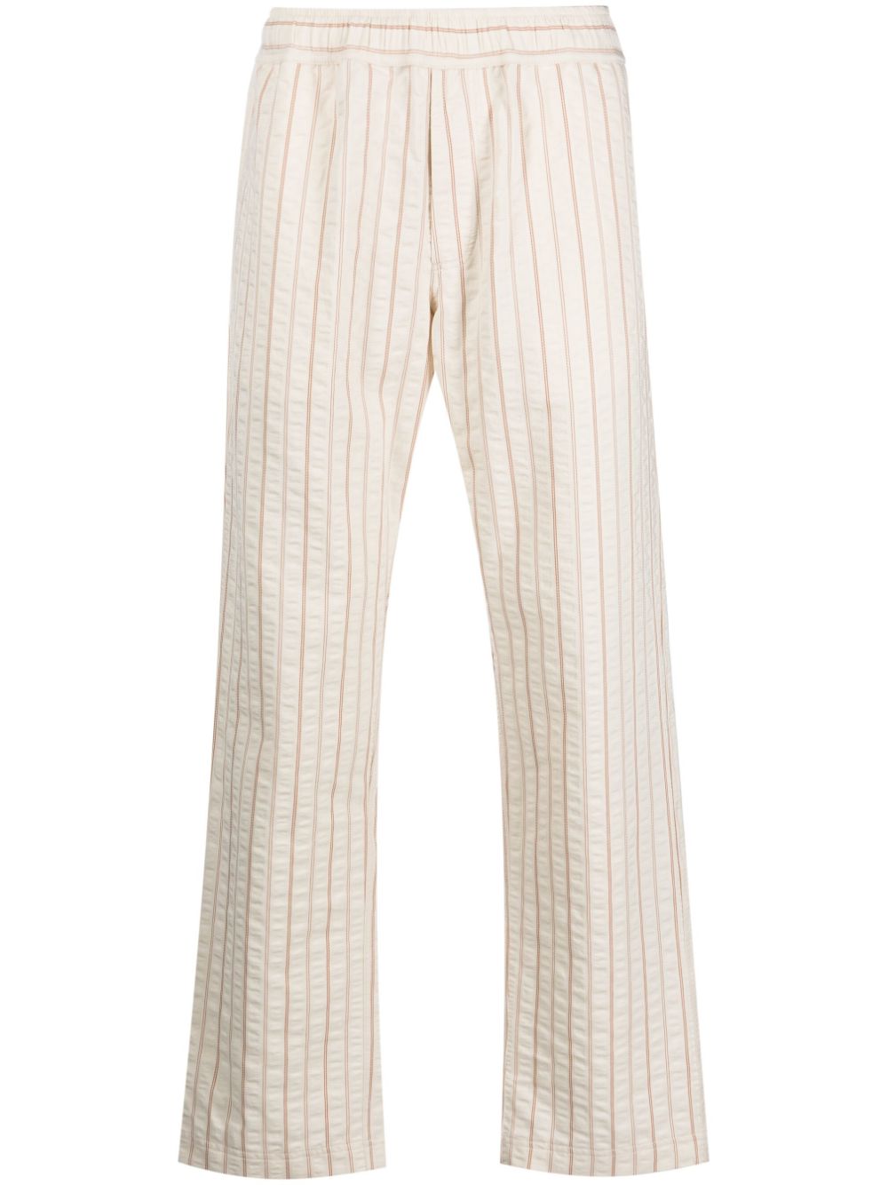 stripe-pattern wide-leg trousers