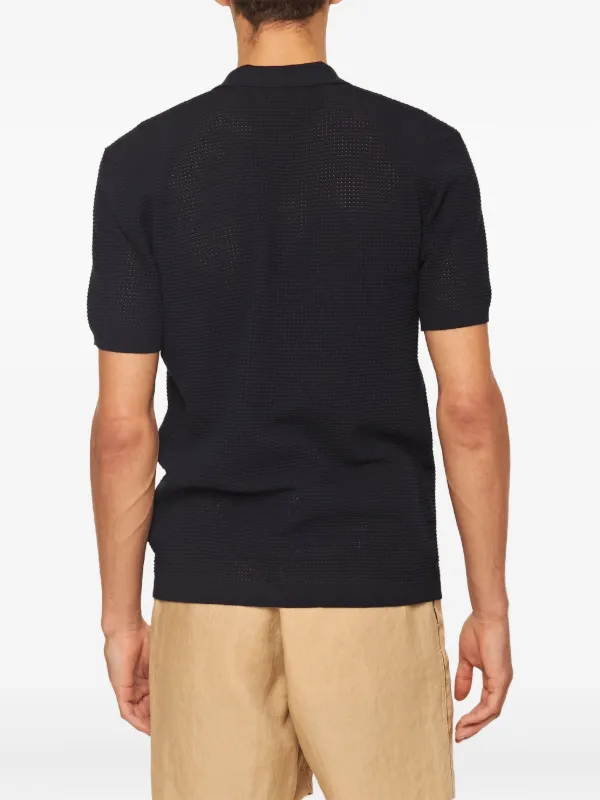ORLEBAR BROWN ポロ Orlebar Brown | Black Classic Fit Waffle Mesh Stitch Polo Shirt