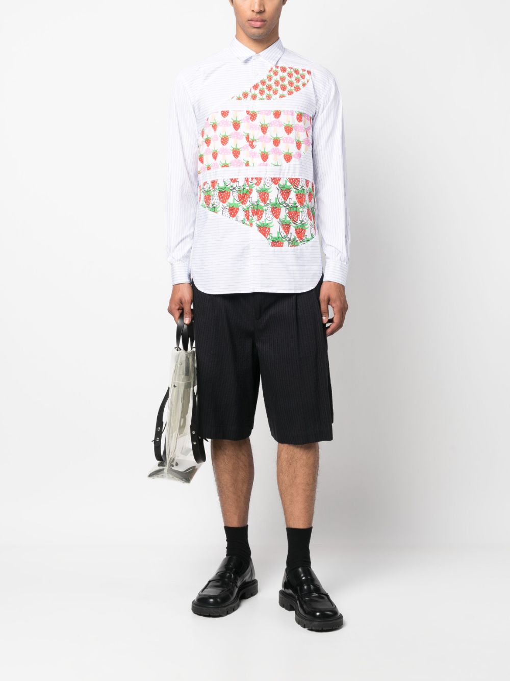 Shop Comme Des Garçons Shirt Strawberry-print Panel Shirt In Weiss