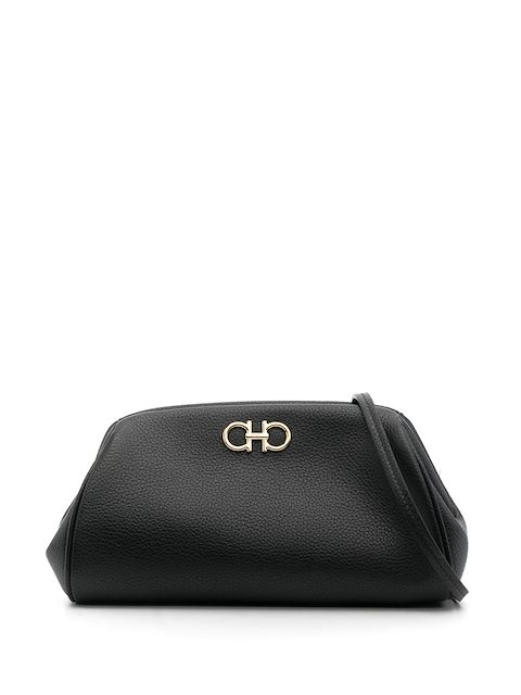 Ferragamo logo-plaque leather clutch bag