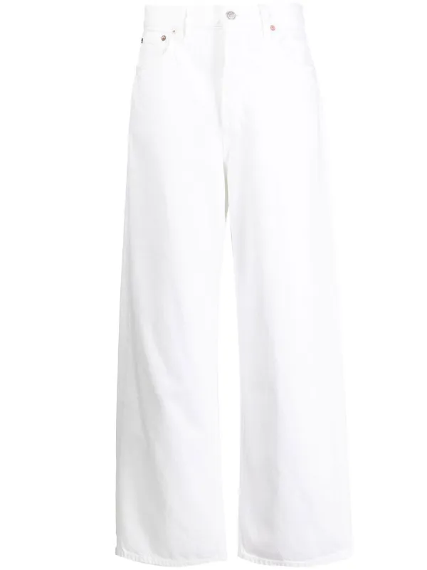 Agolde Organic-cotton Wide-leg Trousers in White