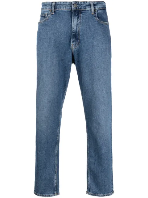 Calvin Klein logo-patch mid-rise tapered jeans