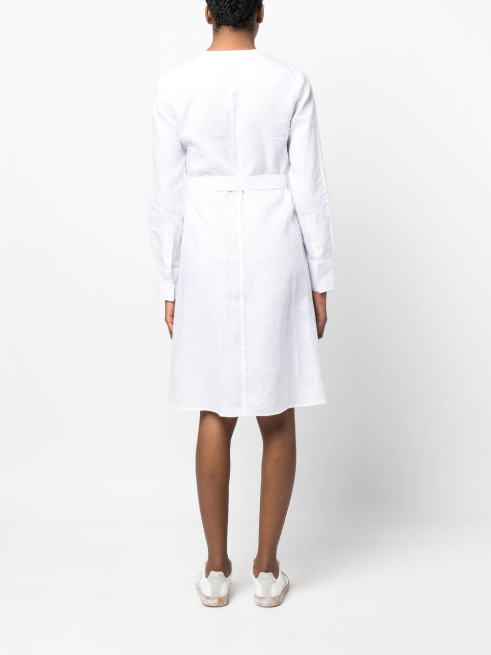 Shop Calvin Klein Long-sleeve Belted Dress In White
