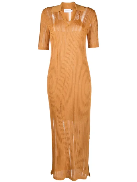 Calvin Klein ribbed-knit V-neck dress