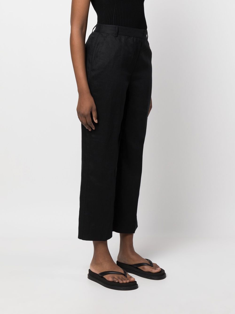 Shop Calvin Klein Linen Cropped Trousers In Schwarz