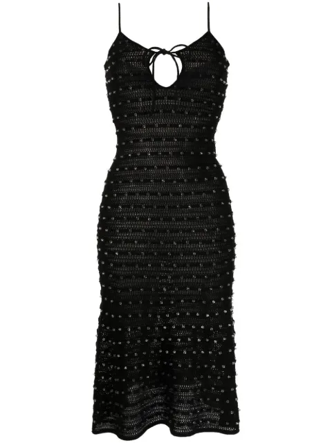 Self-Portrait bead-embellished knitted midi-dress