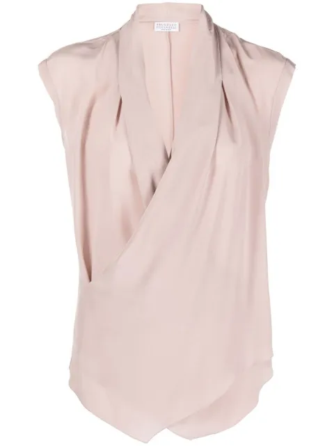 Brunello Cucinelli wrap-front silk blouse
