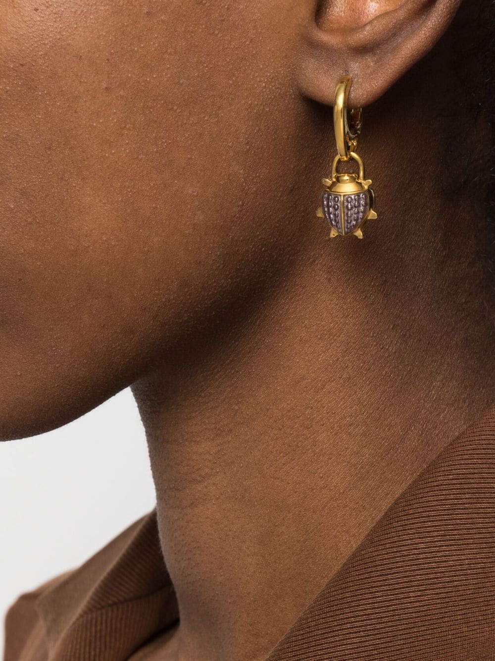 Shop Maria Black Sterling Silver Blister Earring In Gold
