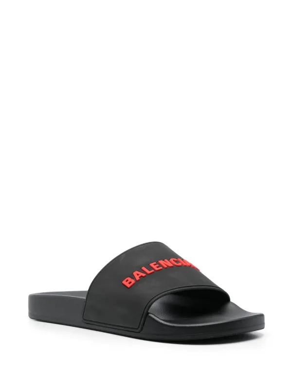 【BALENCIAGA】ロゴ入りラバースライド バレンシアガ POOL SLIDE CITIES BBロゴラバースライドサンダル