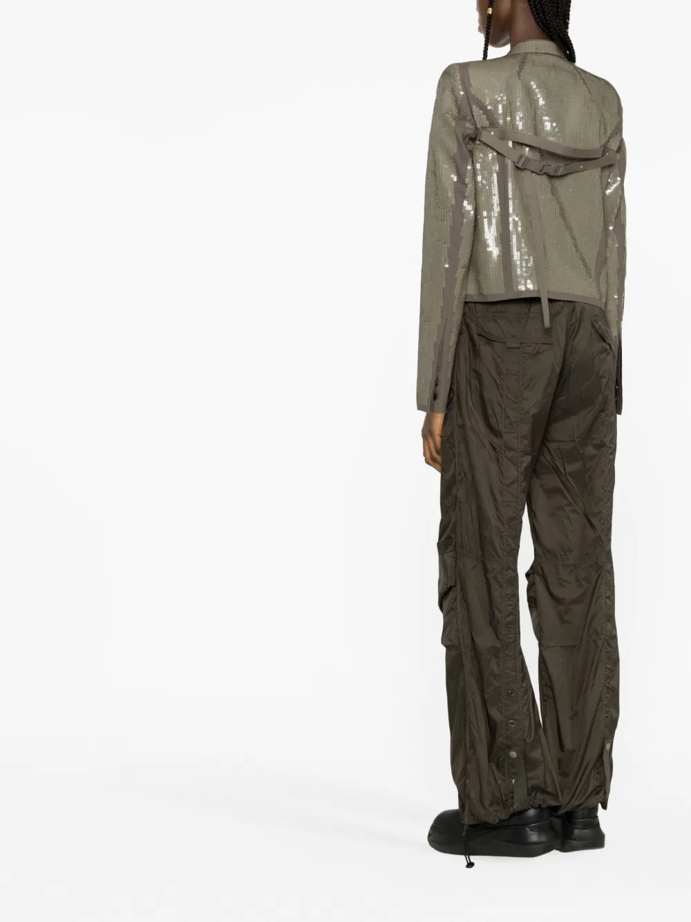 Rick Owens Sequinned-embellished Cropped Jacket In Brown