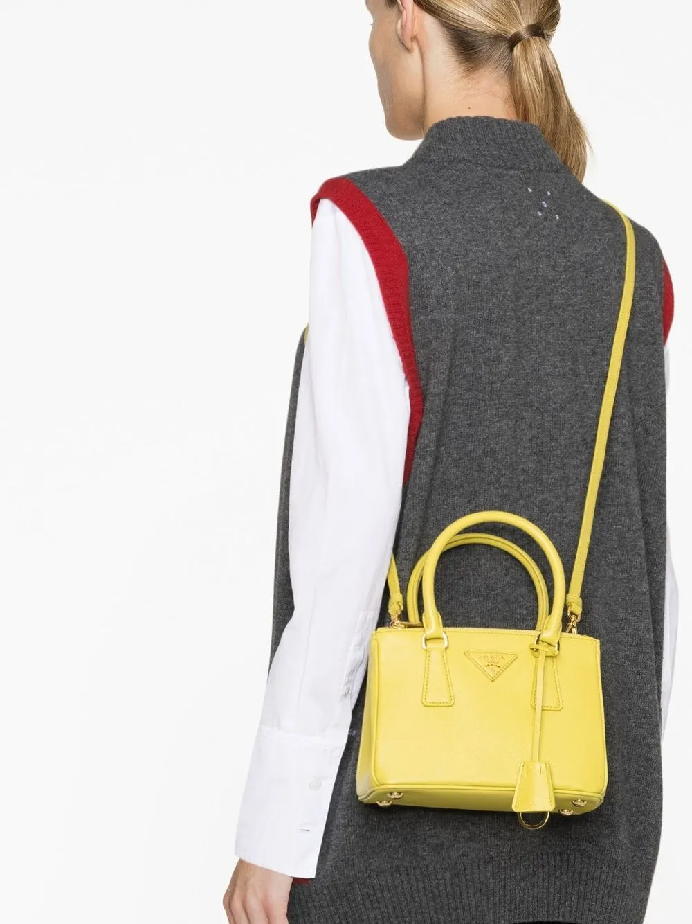 Prada Mini Galleria Saffiano Leather Bag In Gelb