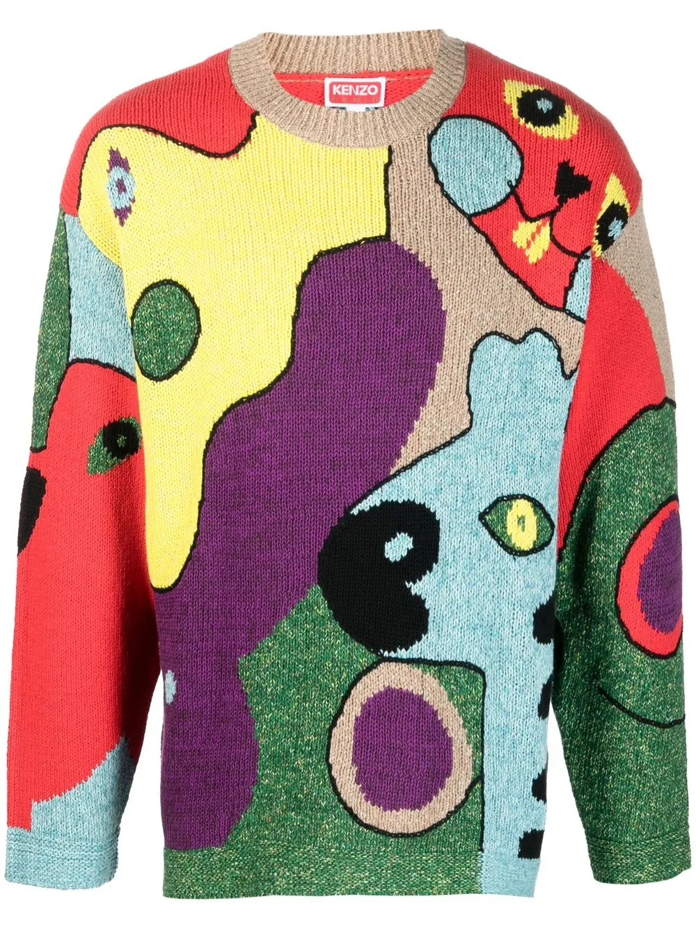 Kenzo Graphic-print Knit Jumper In Braun