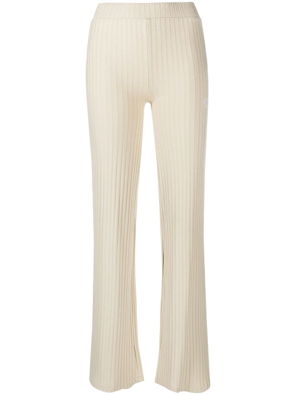 Calvin Klein Jeans Est.1978 Ribbed-knit Slim-fit Trousers In Nude