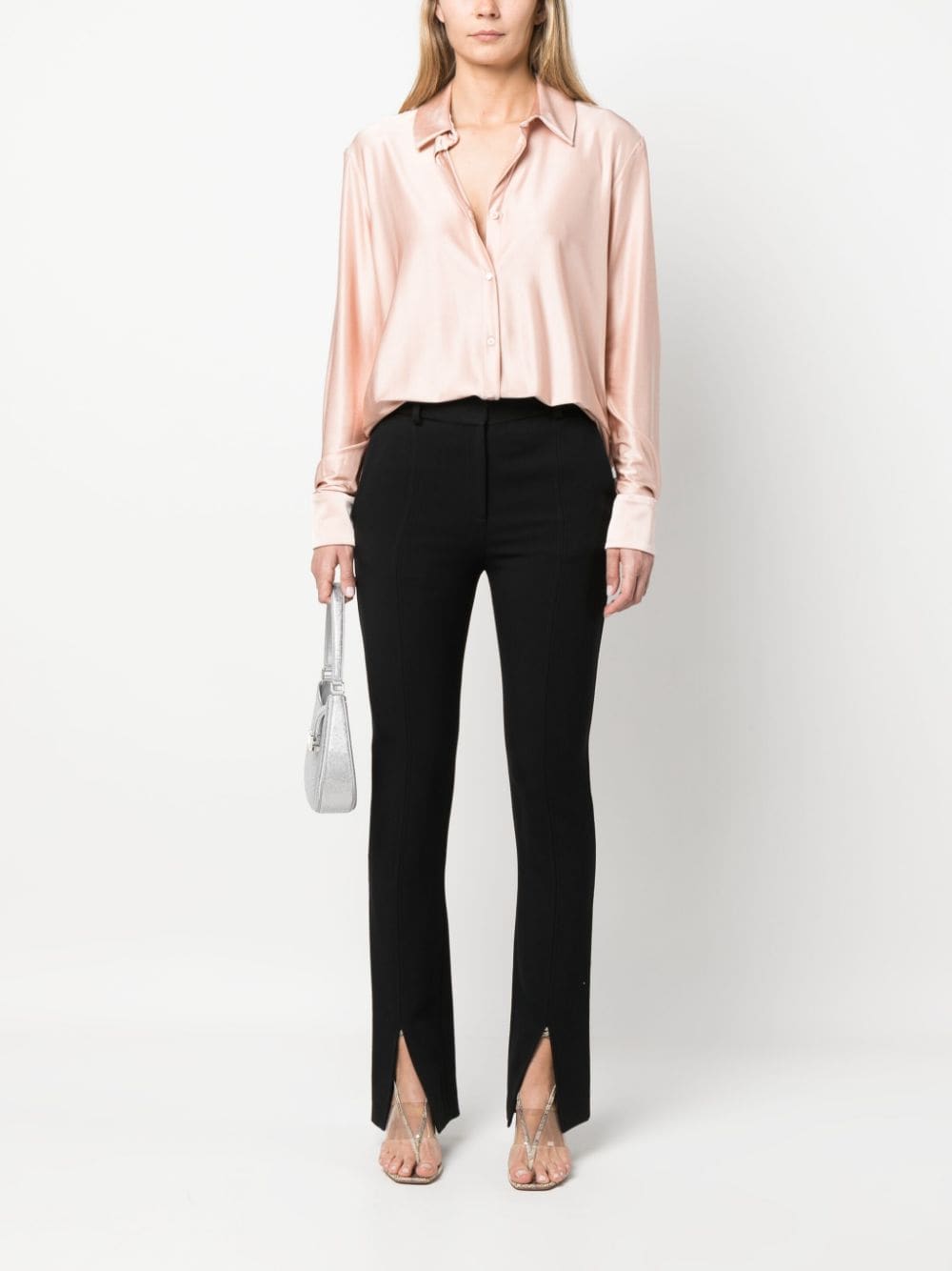 Shop Alexandre Vauthier Satin-finish Long-sleeved Shirt In Pink