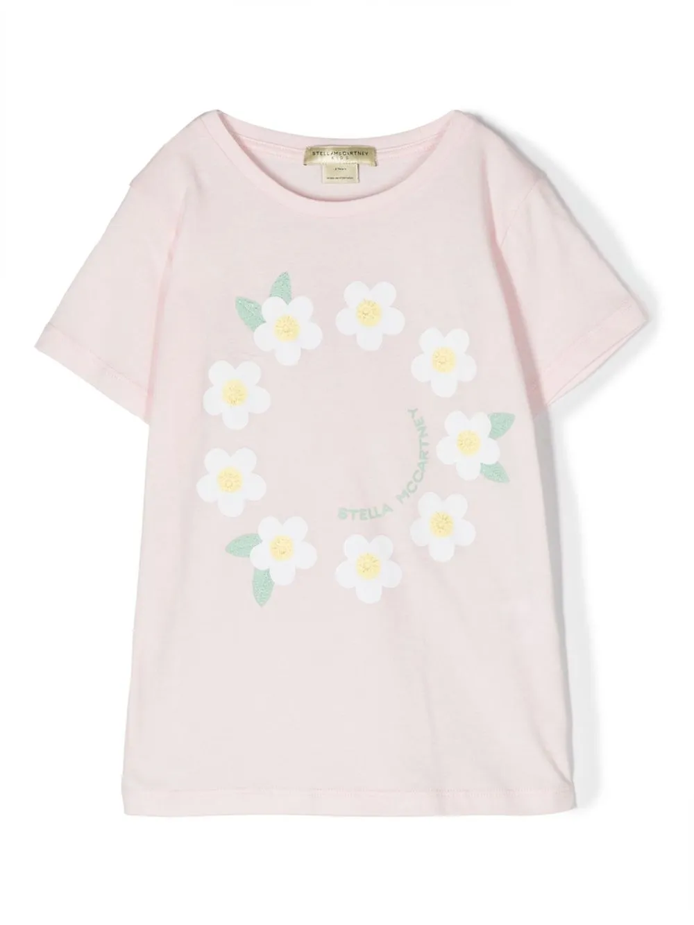 

Stella McCartney Kids daisy-print logo T-shirt - Pink