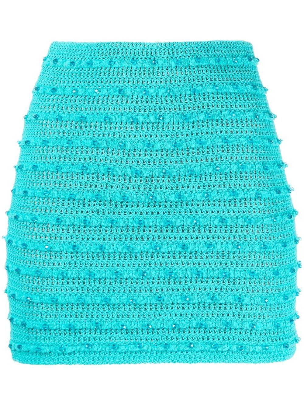 Shop Self-portrait Bead-embellished Mini Skirt In Blau