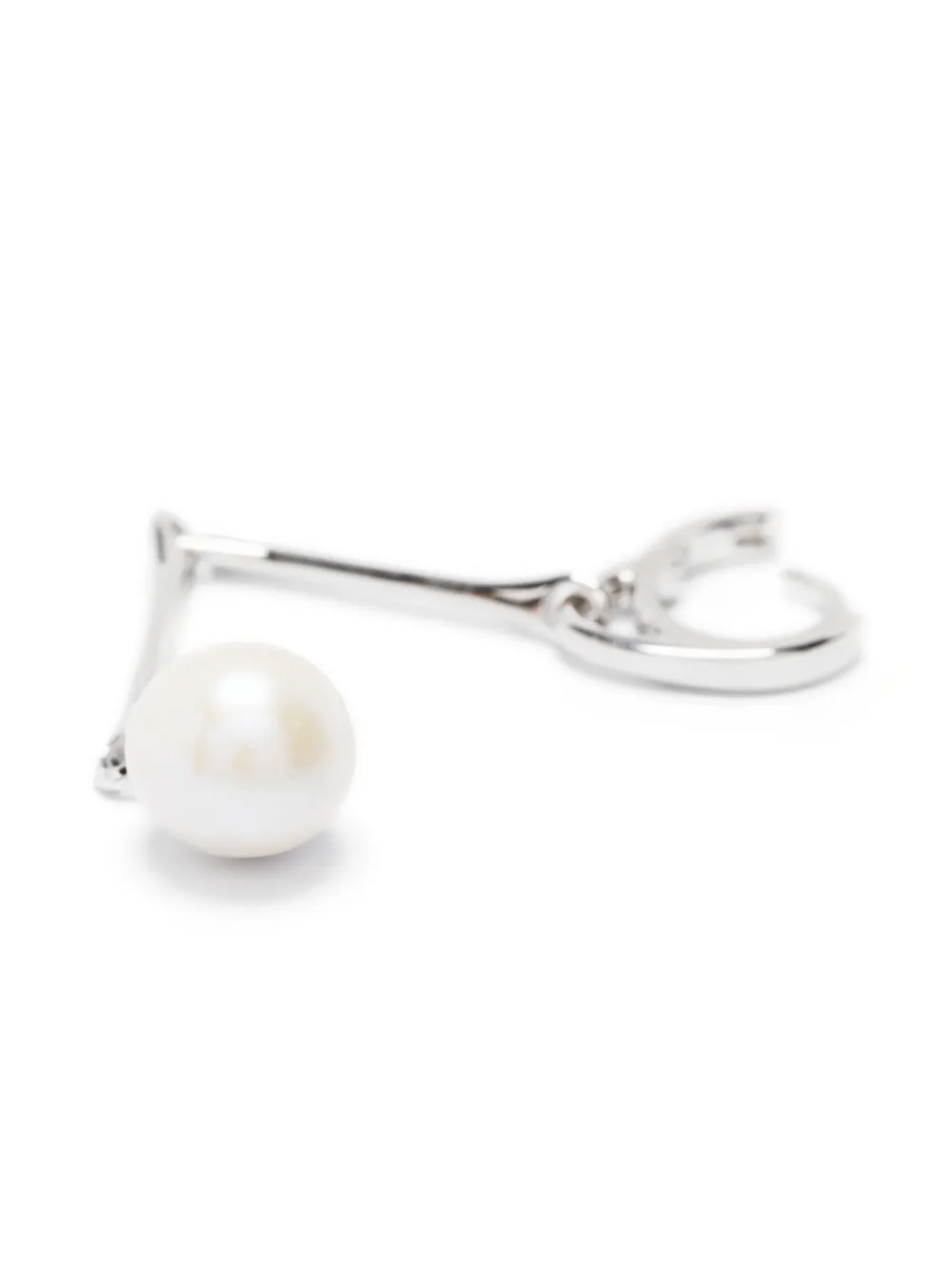 Shop Maria Black Star Pearl Drop Earring In Silver