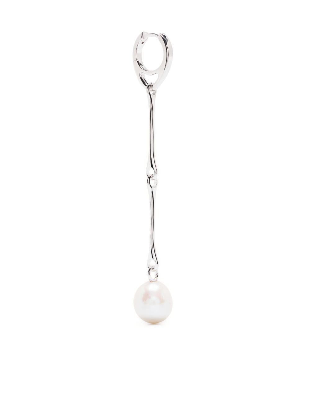 Shop Maria Black Star Pearl Drop Earring In Silver