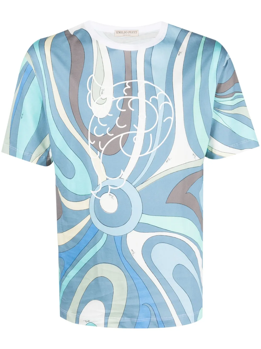 Pucci Graphic-print Cotton T-shirt In Blue