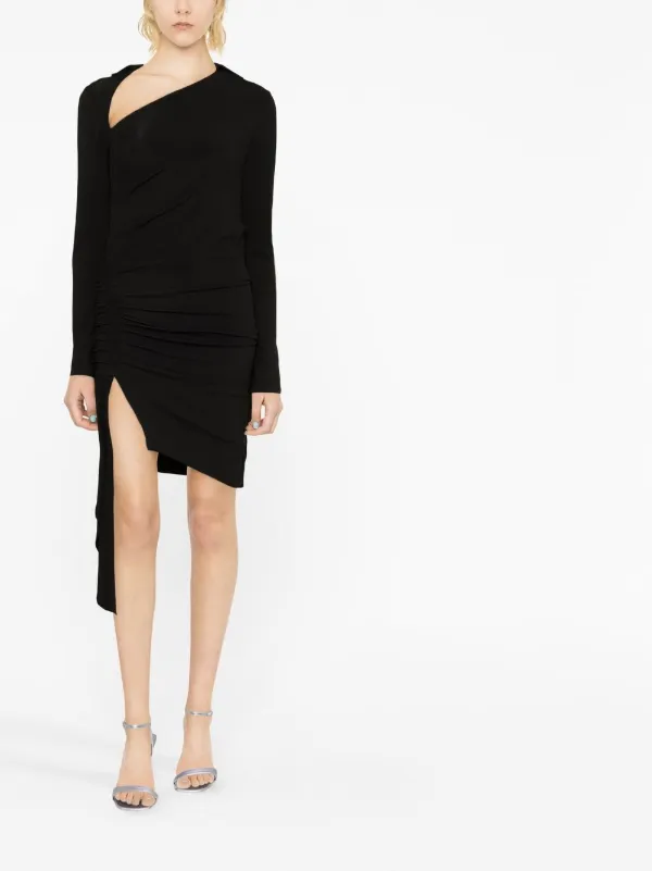Off-White Asymmetric Ruched Minidress | Black | FARFETCH BH