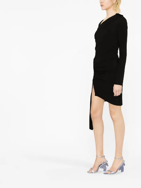 asymmetric ruched mini dress Pink-White Ombre Mesh Asymmetric Ruched Mini-Dress main image 1