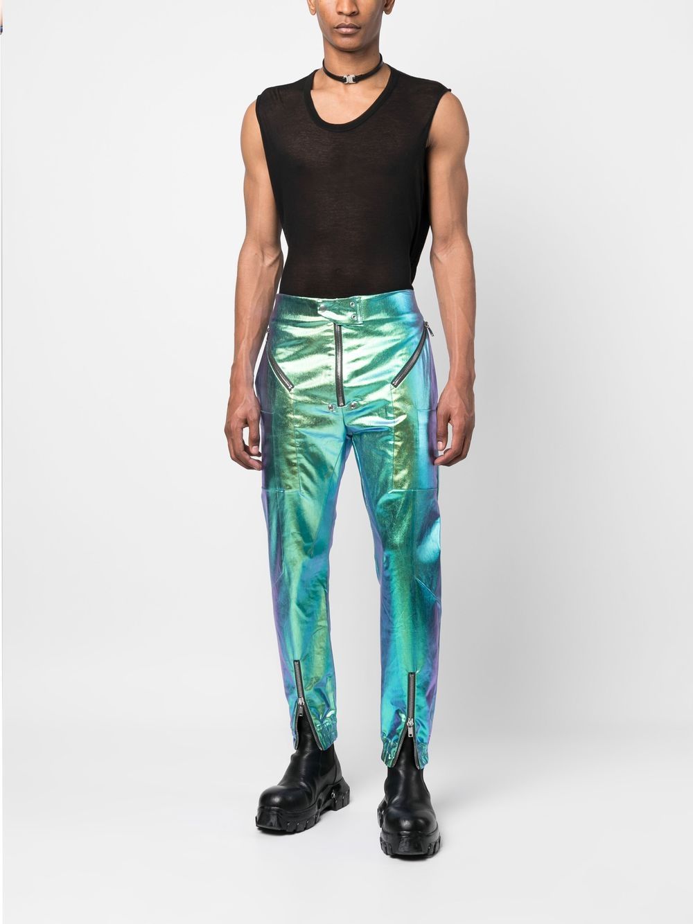 Rick Owens Holographic-effect Tapered Trousers In Blau | ModeSens
