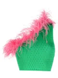 Chiara Ferragni feather-trim cropped top - Green